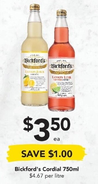 Drakes Bickford's Cordial 750ml offer