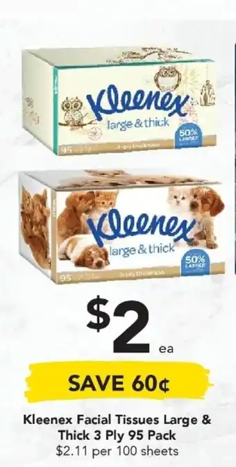 Drakes Kleenex Facial Tissues Large & Thick 3 Ply 95 Pack offer