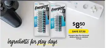 Drakes Energizer Max Plus Advanced Alkaline Batteries AA/AAA 10 Pack offer