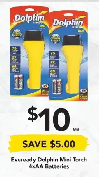 Drakes Eveready Dolphin Mini Torch 4xAA Batteries offer