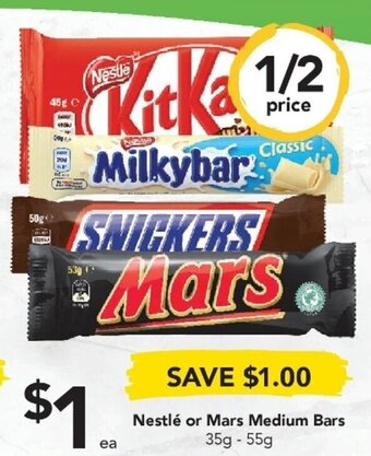 Drakes Nestle or Mars Medium Bars 35g-55g offer