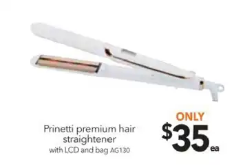 Cheap as Chips Prinetti Premium Hair Straightener with LCD and bag - AG130 offer