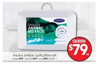 Cheap as Chips Insulux Antibac Quilt Pillow Set - Queen offer