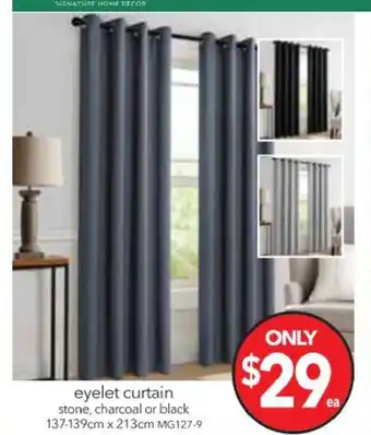 Cheap as Chips Eyelet Curtain - Stone, Charcoal or Black 139x213cm offer