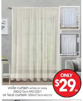 Cheap as Chips Voile Curtain White or Ivory 300x213cm / Lace Curtain 300x213cm offer