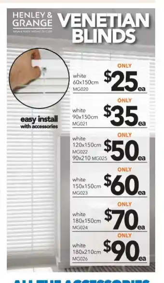 Henley & Grange Venetian Blinds White 180x210cm - MG026