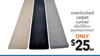 Cheap as Chips Overlocked Carpet Runner 60x220cm offer