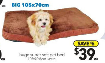 Cheap as Chips Huge Super Soft Pet Bed 105x70x8cm offer