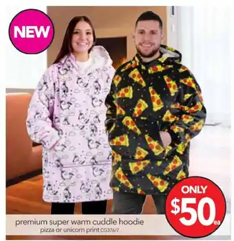 Cheap as Chips Premium Super Warm Cuddle Hoodie Pizza or Unicorn Print - CG376/7 offer