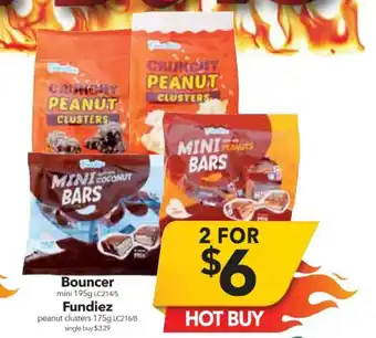 Cheap as Chips Bouncer mini 195g / Fundiez Peanut Clusters 175g offer