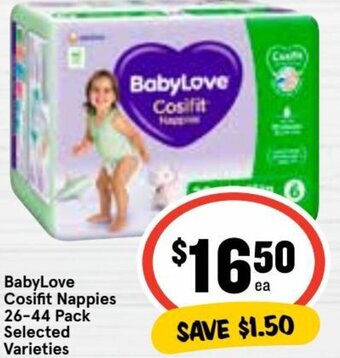 Ritchies BabyLove Cosifit Nappies 26-44 Pack offer