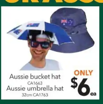 Cheap as Chips Aussie Bucket Hat or Aussie Umbrella hat offer
