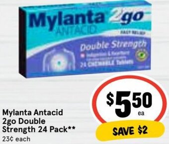 Mylanta Antacid 2go Double Strength 24 Pack