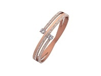 Bevilles Jewellery Rose Stainless Steel Crystal Bypass Bangle offer