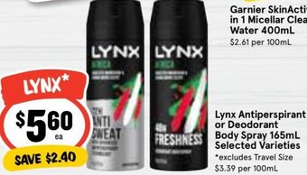 Ritchies Lynx Antiperspirant or Deodorant Body Spray 165ml offer