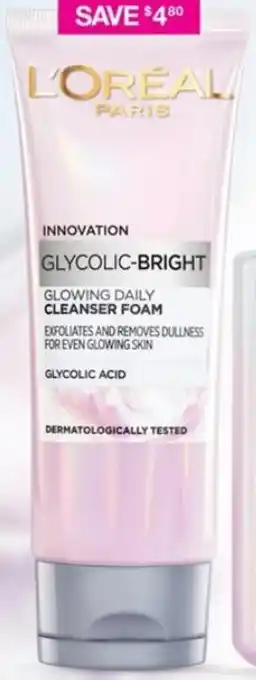 Priceline L' Oreal Paris Innovation Glycolic-Bright Cleanser Foam offer