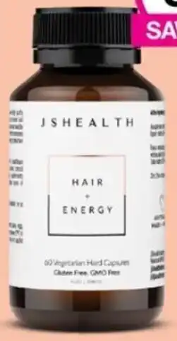 Priceline JSHealth Hair + Energy 60 Vegetarian Hard Capsules offer