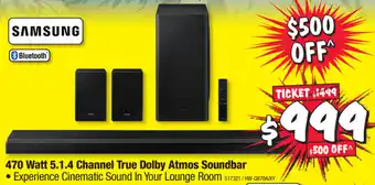 JB Hi-Fi Samsung 470 Watt 5.1.4 Channel True Dolby Atmos Soundbar offer