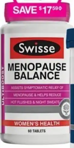 Priceline Swisse Menopause Balance 60 Tablets offer