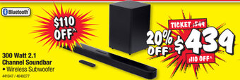 JB Hi-Fi JBL 300 Watt 2.1 Channel Soundbar offer