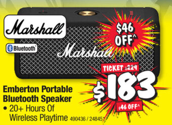 JB Hi-Fi Marshall Emberton Portable Bluetooth Speaker offer