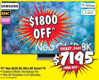 JB Hi-Fi Samsung 75" Neo QLED 8K Ultra HD Smart TV offer