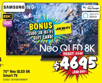 JB Hi-Fi Samsung 75" Neo QLED 8K Smart TV offer