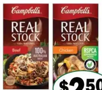 Friendly Grocer Campbells Real Stock 500ml Varieties offer