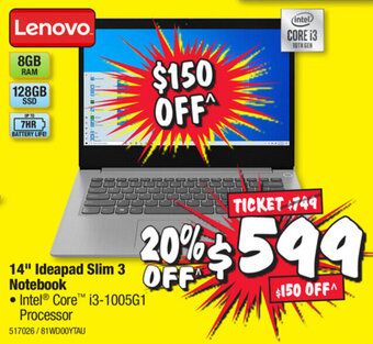 Lenovo 14" Ideapad Slim 3 Notebook