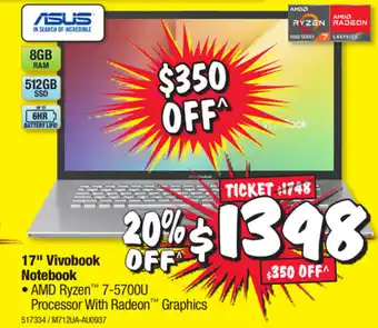 JB Hi-Fi Asus 17" Vivobook Norebook offer