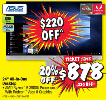 JB Hi-Fi Asus 24" All-In-One Desktop offer