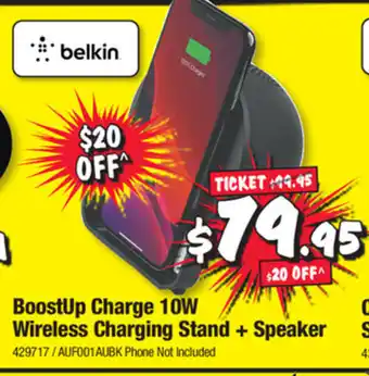 JB Hi-Fi Belkin BoostUp CHarge 10W Wireless Charging Stand + Speaker offer