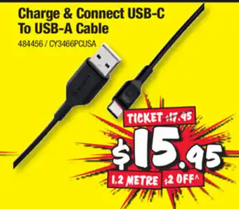 JB Hi-Fi Charge & Connect USB-C To USB-A Cable offer