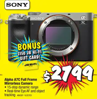 JB Hi-Fi Sony Alpha A7C Full Frame Mirrorless Camera offer