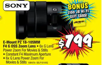 Sony E-Mount PZ 18-105mm F4 G OSS Zoom Lens