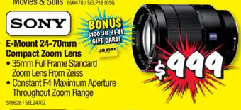 JB Hi-Fi Sony E-Mount 24-70mm Compact Zoom Lens offer