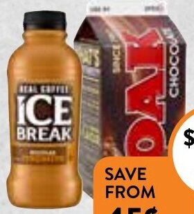 Foodworks Oak or Ice Break Flavoured Milk 500/600ml offer