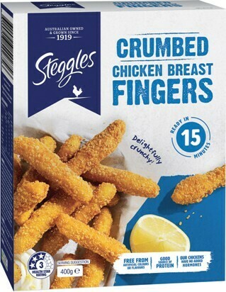 IGA Steggles Crumbed Chicken Breast Fingers or Southern Style Strips 400g offer