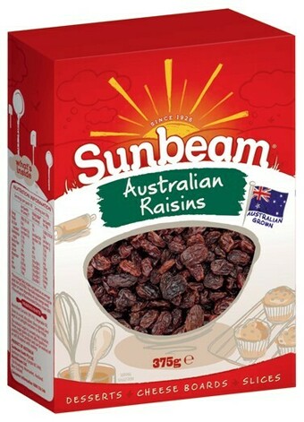 IGA Sunbeam Australian Raisins, Mixed Fruit 375g or Currants 300g offer