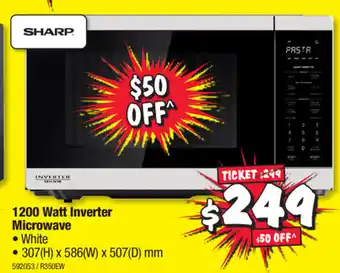 JB Hi-Fi Sharp - 1200 Watt Inverter Microwave - 592053/R350EW offer