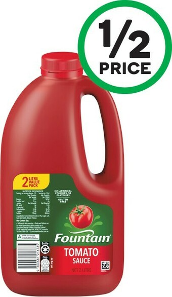Woolworths Fountain Tomato or Barbecue Sauce 2 Litre offer