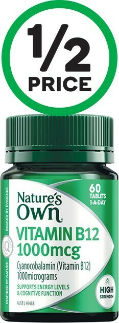 Woolworths Nature’s Own High Strength Vitamin B12 1000mcg Tablets Pk 60* offer