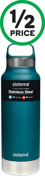 Woolworths Sistema Stainless Steel Dual Wall Bottle 1 Litre offer