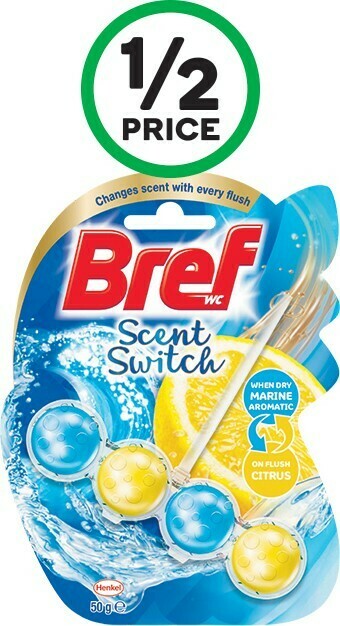 Woolworths Bref Deluxe, Scent Switch, Blue Active 50g or Brilliant Gel Toilet Cleaner 42g offer