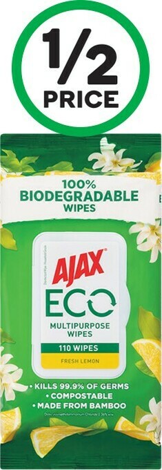 Woolworths Ajax Antibacterial Wipes Pk 110 offer