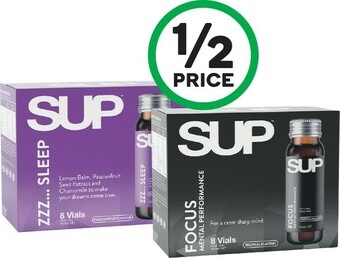 Woolworths SUP Shots Zzz... Sleep or Focus Pk 8 x 50ml* offer