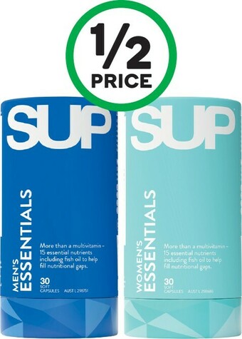 Woolworths SUP Women’s or Men’s Essentials Supplements Pk 30* offer