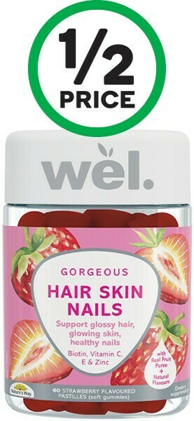 Woolworths Nature's Way Wel Gorgeous Hair Skin Nails Gummies Pk 60* offer