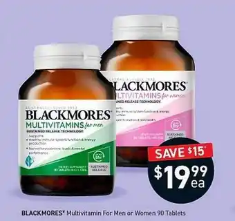 Chemist King Blackmores multivitamin for men or women offer