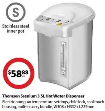 Coles Thomson Scenium 3.5L Hot Water Dispenser W308 x H332 x L229mm offer